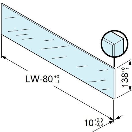 Legrabox zasúvací prvok sklo predný vysoký 600 pre 18/19mm